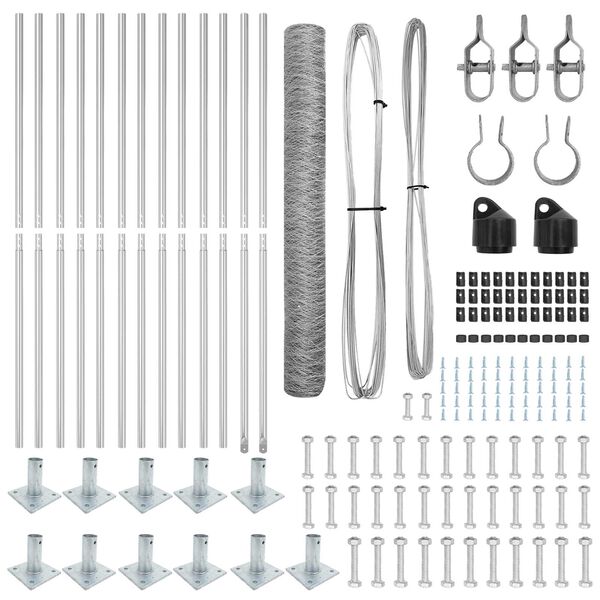 vidaXL Tvorelės stulpas Sidabro 25 x 1,2 m (36 mm tinklas) Plienas