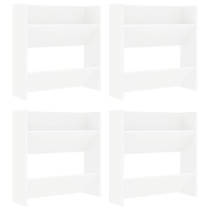 vidaXL Sieninės spintelės batams, 4vnt., baltos, 60x18x60cm, mediena