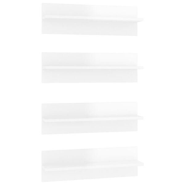vidaXL Sieninės lentynos, 4vnt., baltos, 60x11,5x18cm, MDP, blizgios