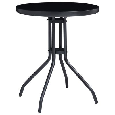 vidaXL Sodo staliukas, juodas, 60cm, plienas ir stiklas
