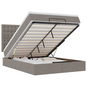 vidaXL Osmanų lova su čiužiniu ir LED, taupe, 140x190cm, audinys