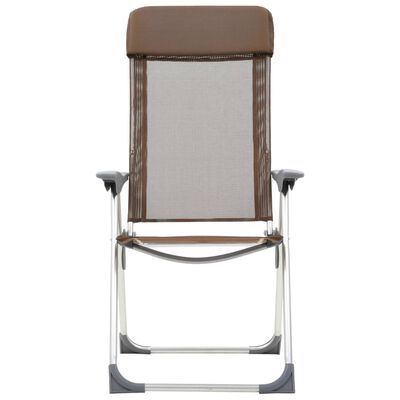 vidaXL Sulankstomos kempingo kėdės, 4 vnt., rudos, aliuminis