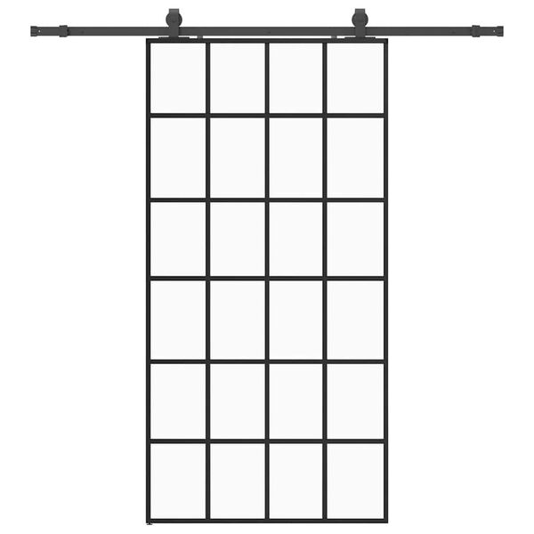 vidaXL Stumdomos durys su įrangos rinkiniu, juodas, 102x205 cm, ESG ir