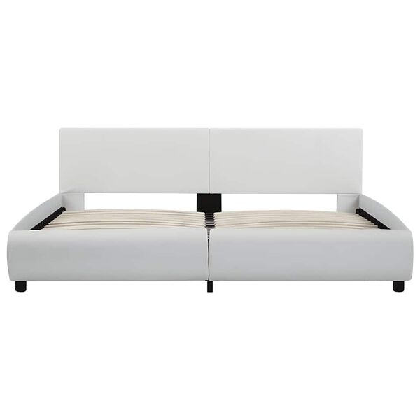 vidaXL Lovos rėmas su LED, baltos spalvos, 160x200cm, dirbtinė oda