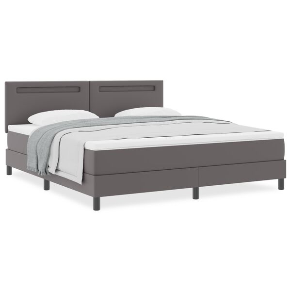 vidaXL Kiemas lova su čiužiniu Pilka 180 x 200 cm Dirbtinė oda