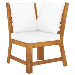 vidaXL Modulinė kampinė sofa su kreminėmis pagalvėmis, akacija