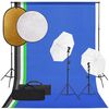 vidaXL Fotostudijos rinkinys su &scaron;viestuvais, fonu ir reflektoriumi