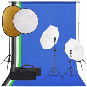 vidaXL Fotostudijos rinkinys su &scaron;viestuvais, fonu ir reflektoriumi