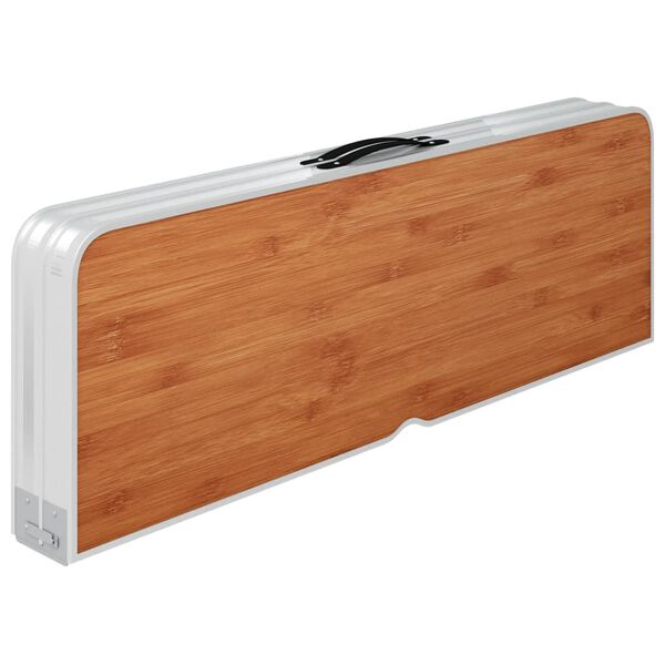 vidaXL Sulankstomas stalas su 2 suoliukais, rudas, aliuminis