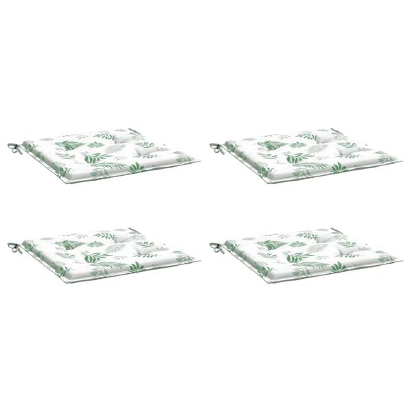 vidaXL Kėdės pagalvėlės, 4vnt., 40x40x4cm, audinys, su lapais