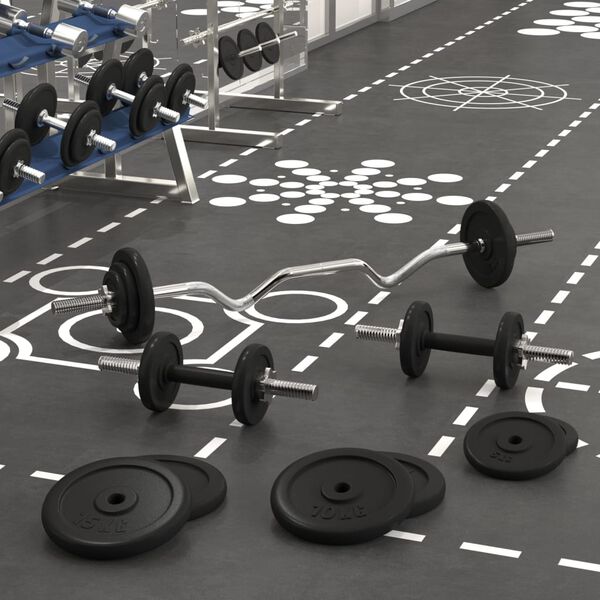 vidaXL Štanga ir svarmenys su svoriais, 90kg, ketus