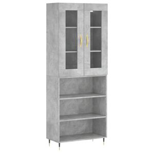 vidaXL Komoda, betono pilkos spalvos, 69,5x34x180cm, apdirbta mediena