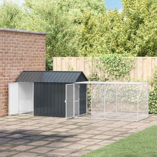 vidaXL Pauk&scaron;čių narvas su saugykla Antracitas 416,5 x 103 x 142 cm