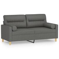 vidaXL Dvivietė sofa su pagalvėlėmis, tamsiai pilka, 140cm, audinys