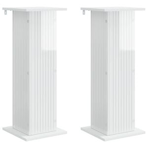 vidaXL Augalų stovas 2 pcs Itin blizgi balta 30,5 x 30 x 80,5 cm