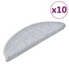 vidaXL Laiptų kilimėliai, 10 vnt., 56x17x3 cm, &scaron;viesiai pilki, pusapvaliai