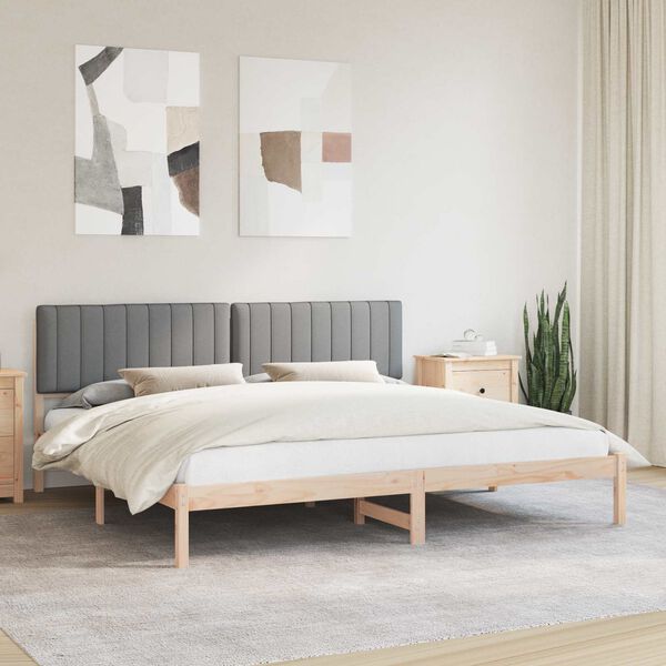 vidaXL Lovo rėmas su apmu&scaron;tu galvūgaliu &Scaron;viesiai pilka 200 x 200 cm