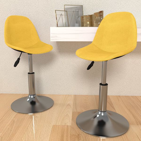 vidaXL Pasukamos valgomojo kėdės, 2vnt., garstyčių geltonos, audinys