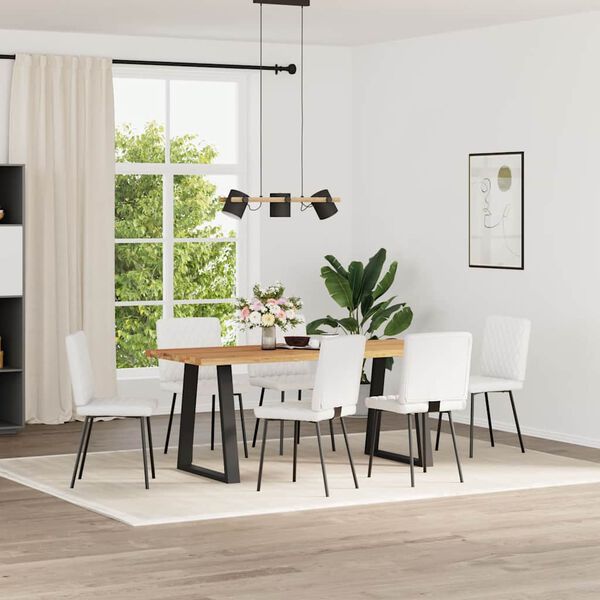 vidaXL Valgomojo kėdės, 6vnt., baltos, dirbtinė oda