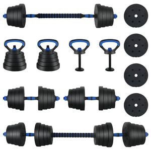 vidaXL 4-in-1 hantelių rinkinys 40 kg Juoda ir mėlyna