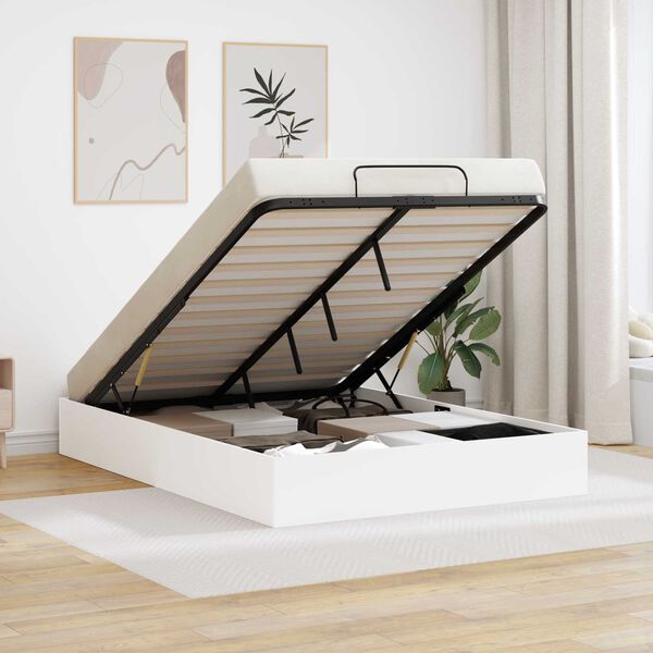 vidaXL Otomano lovos rėmas Baltas 193 x 120 x 25 cm Dirbtinė mediena