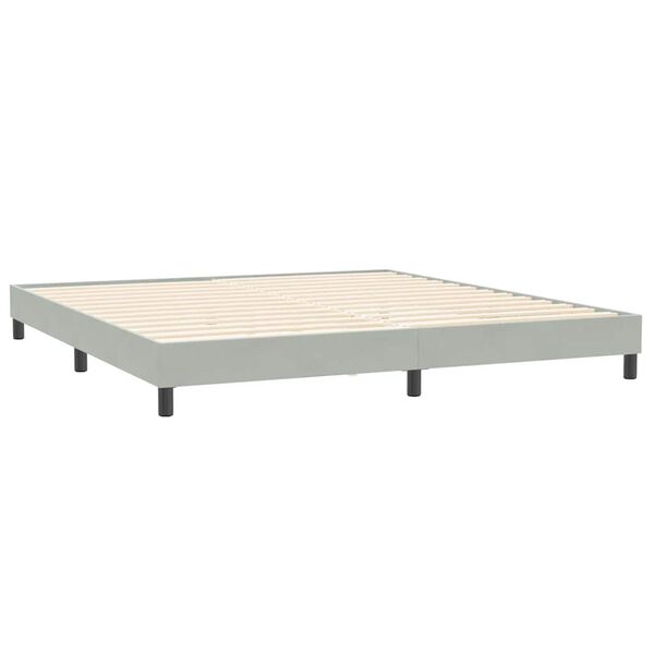 vidaXL Box Spring Lova be čiužinio &Scaron;viesiai pilka 200x220 cm aksomas