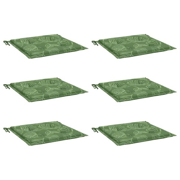 vidaXL Kėdės pagalvėlės, 6vnt., 40x40x4cm, audinys, su lapais