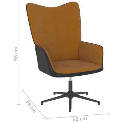 vidaXL Poilsio kėdė su pakoja, rudos spalvos, aksomas ir PVC