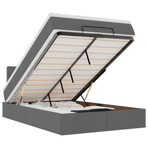 vidaXL Osmanų lova su čiužiniu ir LED, pilkas, 120x200cm, audinys