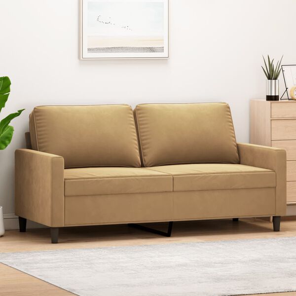 vidaXL Dvivietė sofa, rudos spalvos, 140cm, aksomas