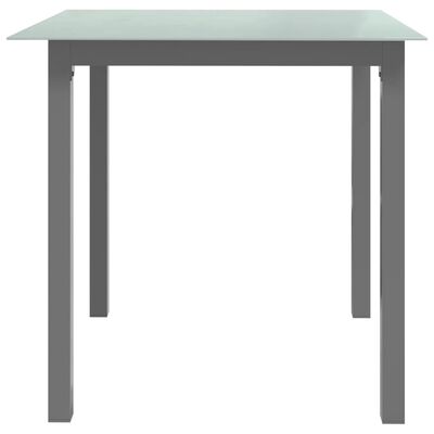 vidaXL Sodo stalas, šviesiai pilkos, 80x80x74cm, aliuminis ir stiklas