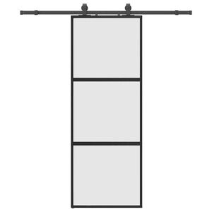 vidaXL Stumdomos durys su įrangos rinkiniu, juodas, 76x205 cm