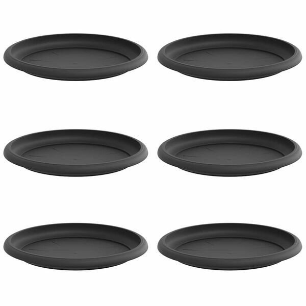 vidaXL Apvalus gėlių padėklas 6 pcs Juoda &Oslash; 19 x 2 cm Plastmasė