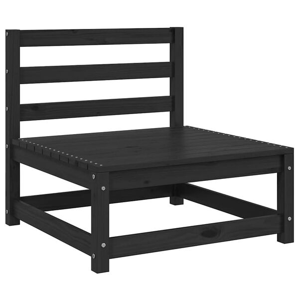 vidaXL Vidurinės sodo sofos dalys, 2vnt., juodos, pušies masyvas