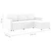 vidaXL Trivietė sofa-lova, baltos spalvos, netikra oda, modulinė