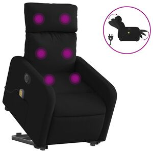 vidaXL Atsistojantis elektrinis masažinis krėslas, juodas, audinys