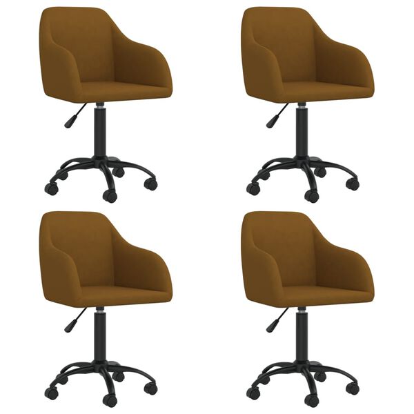 vidaXL Pasukamos valgomojo kėdės, 4vnt., rudos spalvos, aksomas