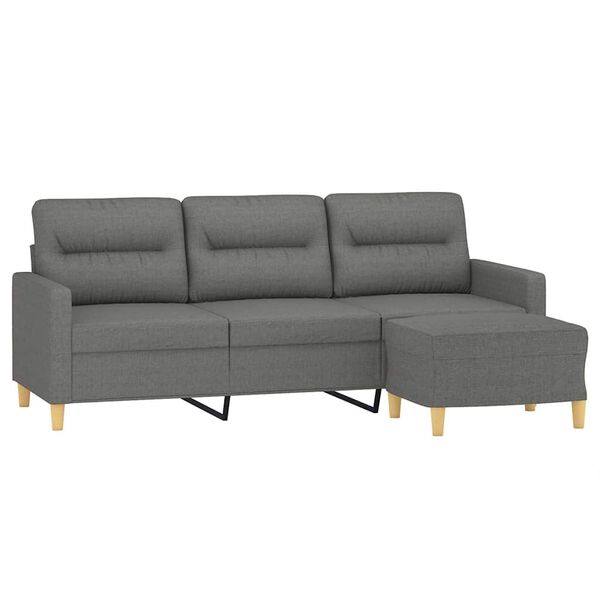 vidaXL Trivietė sofa su pakoja, tamsiai pilkos spalvos, 180cm, audinys