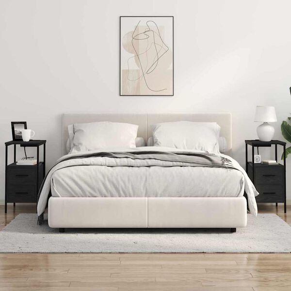 vidaXL &Scaron;alia lovos spintelė su stalčių Juodas ąžuolas 30 x 48 x 61 cm