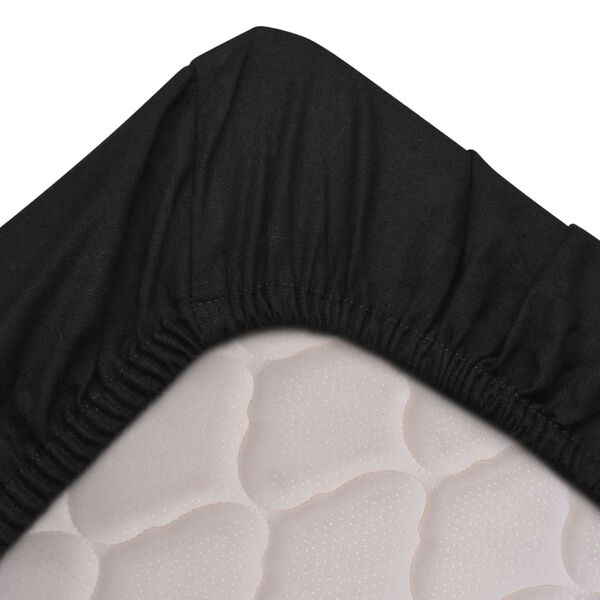 vidaXL Paklodės, 2vnt., juodos spalvos, 180x200cm, medvilnė