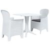 vidaXL Bistro komplektas, 3 dalių, baltas, ratano imitacijos plastikas