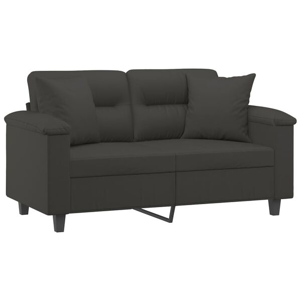 vidaXL Dvivietė sofa su pagalvėmis, tamsiai pilka, 120cm, audinys