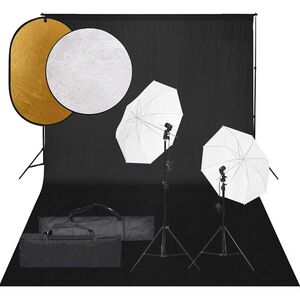 vidaXL Fotostudijos rinkinys su &scaron;viestuvais, fonu ir reflektoriumi