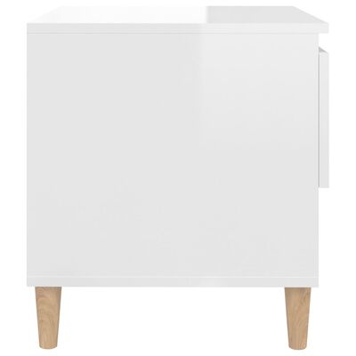 vidaXL Naktinis staliukas, baltas, 50x46x50cm, mediena, blizgus