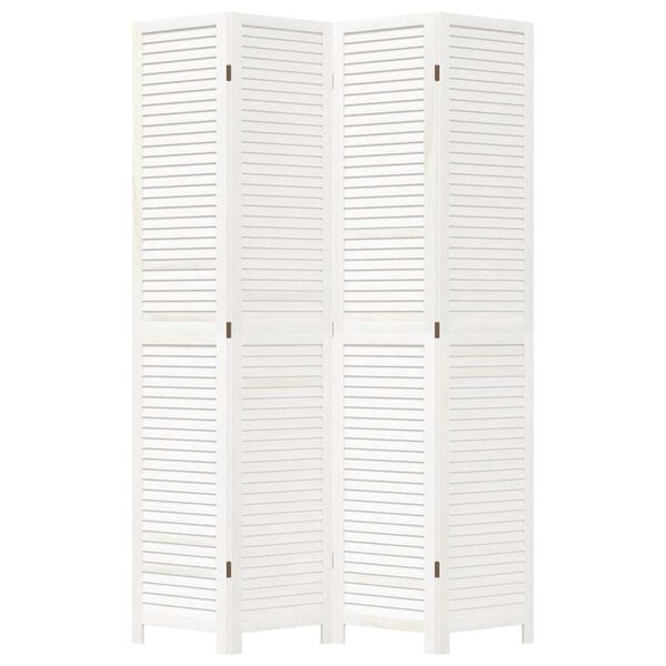vidaXL Kambario pertvara, 4 segmentai, balta, paulovnijos masyvas