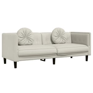 vidaXL Trivietė sofa su pagalvėlėmis, kreminės spalvos, aksomas