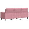 vidaXL Trivietė sofa su pagalvėlėmis, rožinės spalvos, 180cm, aksomas