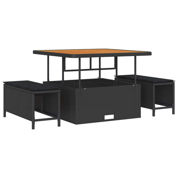 vidaXL Sodo Sofų Rinkinys su pagalve 8 pcs Juoda poliratanas