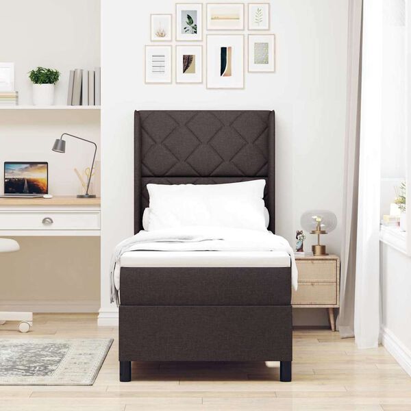 vidaXL Kiemas lova su čiužiniu Tamsiai ruda 80 x 200 cm audinys