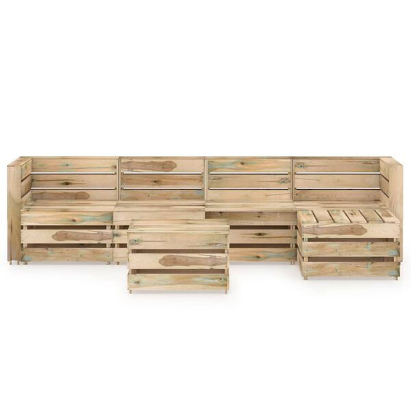 vidaXL Sodo poilsio komplektas, 6 dalių, žaliai impregnuota pu&scaron;is